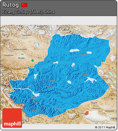 Political 3D Map of Rutog, satellite outside