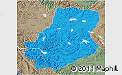 Political 3D Map of Rutog, semi-desaturated