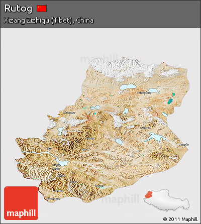Satellite 3D Map of Rutog, cropped outside