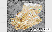 Satellite 3D Map of Rutog, darken, desaturated