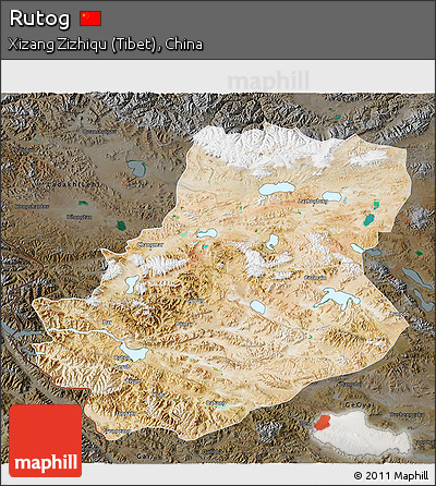 Satellite 3D Map of Rutog, darken