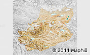 Satellite 3D Map of Rutog, lighten, desaturated