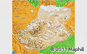 Satellite 3D Map of Rutog, political outside