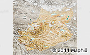 Satellite 3D Map of Rutog, semi-desaturated