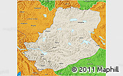 Shaded Relief 3D Map of Rutog, political outside