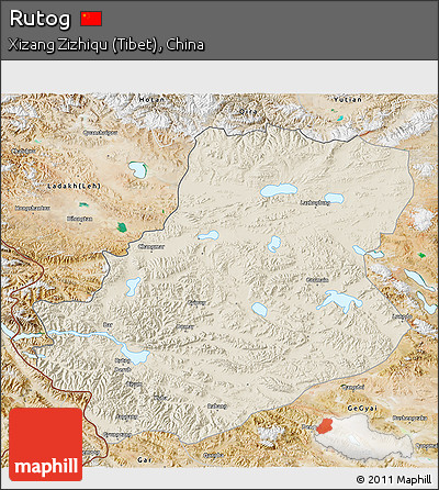Shaded Relief 3D Map of Rutog, satellite outside