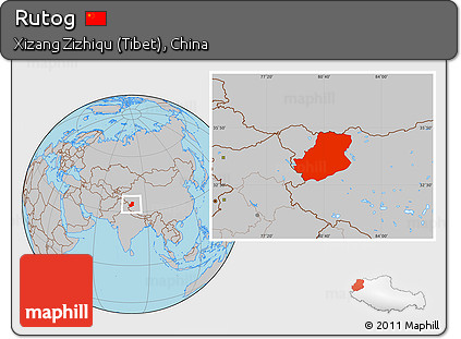 Gray Location Map of Rutog