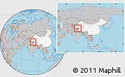 Gray Location Map of Rutog, highlighted country, within the entire country