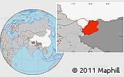 Gray Location Map of Rutog, highlighted country, highlighted parent region