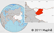 Gray Location Map of Rutog, highlighted country