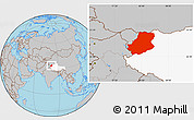 Gray Location Map of Rutog, highlighted parent region