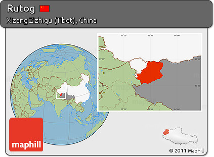 Savanna Style Location Map of Rutog, highlighted country, highlighted parent region
