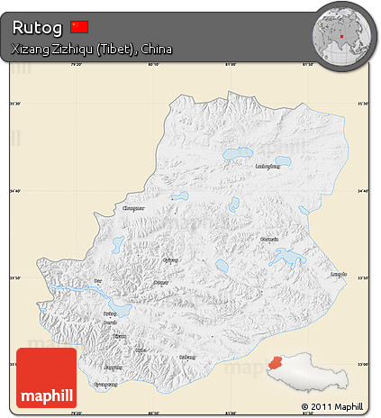 Classic Style Map of Rutog, single color outside