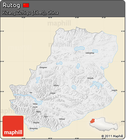 Classic Style Map of Rutog, single color outside