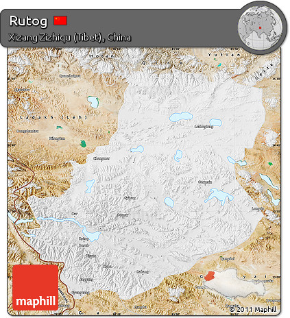 Physical Map of Rutog, satellite outside