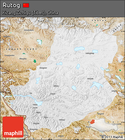 Physical Map of Rutog, satellite outside
