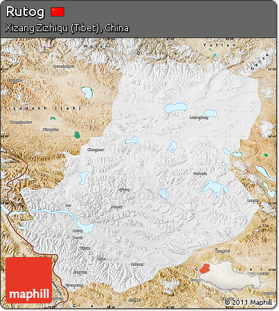 Physical Map of Rutog, satellite outside