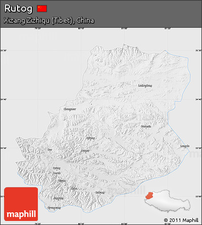 Physical Map of Rutog, single color outside