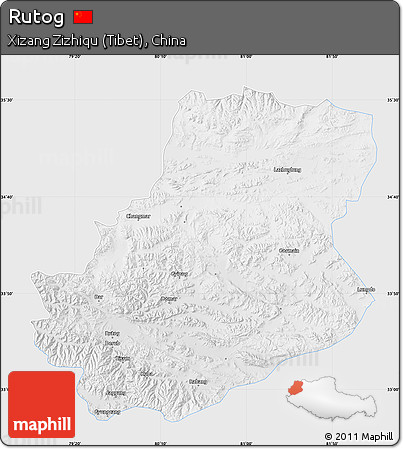 Physical Map of Rutog, single color outside