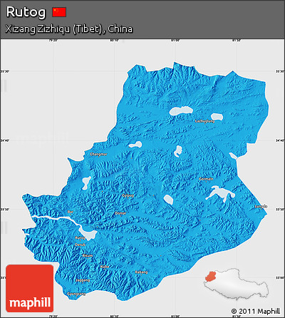 Political Map of Rutog, single color outside