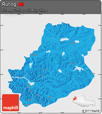 Political Map of Rutog, single color outside