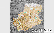 Satellite Map of Rutog, darken, desaturated
