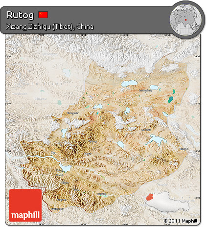Satellite Map of Rutog, lighten