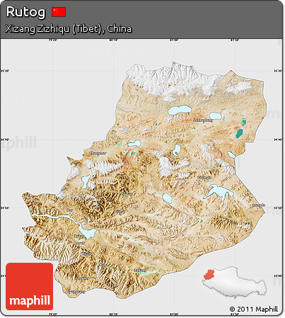 Satellite Map of Rutog, single color outside