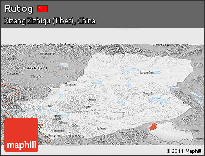 Gray Panoramic Map of Rutog