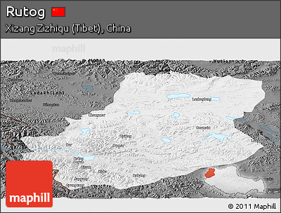 Physical Panoramic Map of Rutog, darken