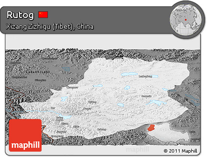 Physical Panoramic Map of Rutog, darken
