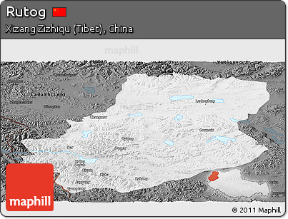 Physical Panoramic Map of Rutog, darken