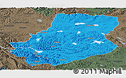 Political Panoramic Map of Rutog, darken, semi-desaturated