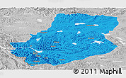 Political Panoramic Map of Rutog, lighten, desaturated