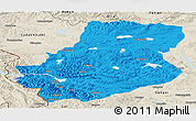Political Panoramic Map of Rutog, shaded relief outside