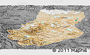Satellite Panoramic Map of Rutog, darken, desaturated