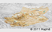 Satellite Panoramic Map of Rutog, lighten, desaturated