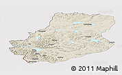 Shaded Relief Panoramic Map of Rutog, cropped outside