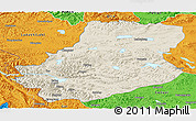 Shaded Relief Panoramic Map of Rutog, political outside