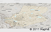 Shaded Relief Panoramic Map of Rutog, semi-desaturated
