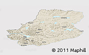 Shaded Relief Panoramic Map of Rutog, single color outside