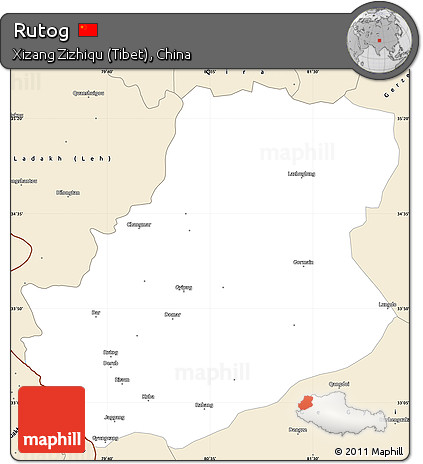 Classic Style Simple Map of Rutog