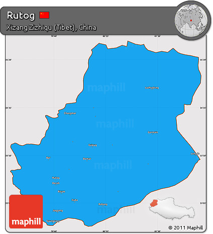 Political Simple Map of Rutog, cropped outside