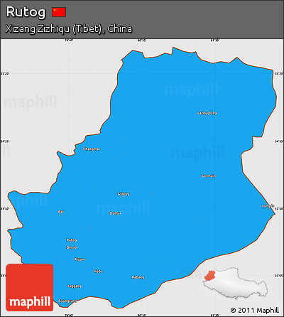 Political Simple Map of Rutog, cropped outside