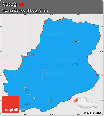 Political Simple Map of Rutog, cropped outside