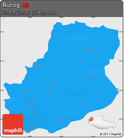 Political Simple Map of Rutog, single color outside