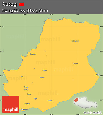 Savanna Style Simple Map of Rutog, single color outside