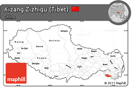 Blank Simple Map of Xizang Zizhiqu (Tibet), cropped outside