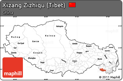 Blank Simple Map of Xizang Zizhiqu (Tibet), cropped outside