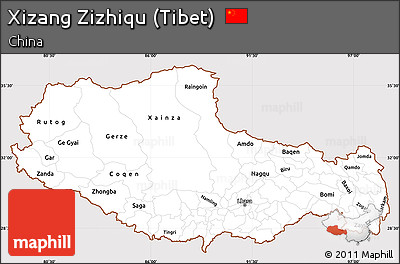 Classic Style Simple Map of Xizang Zizhiqu (Tibet), cropped outside